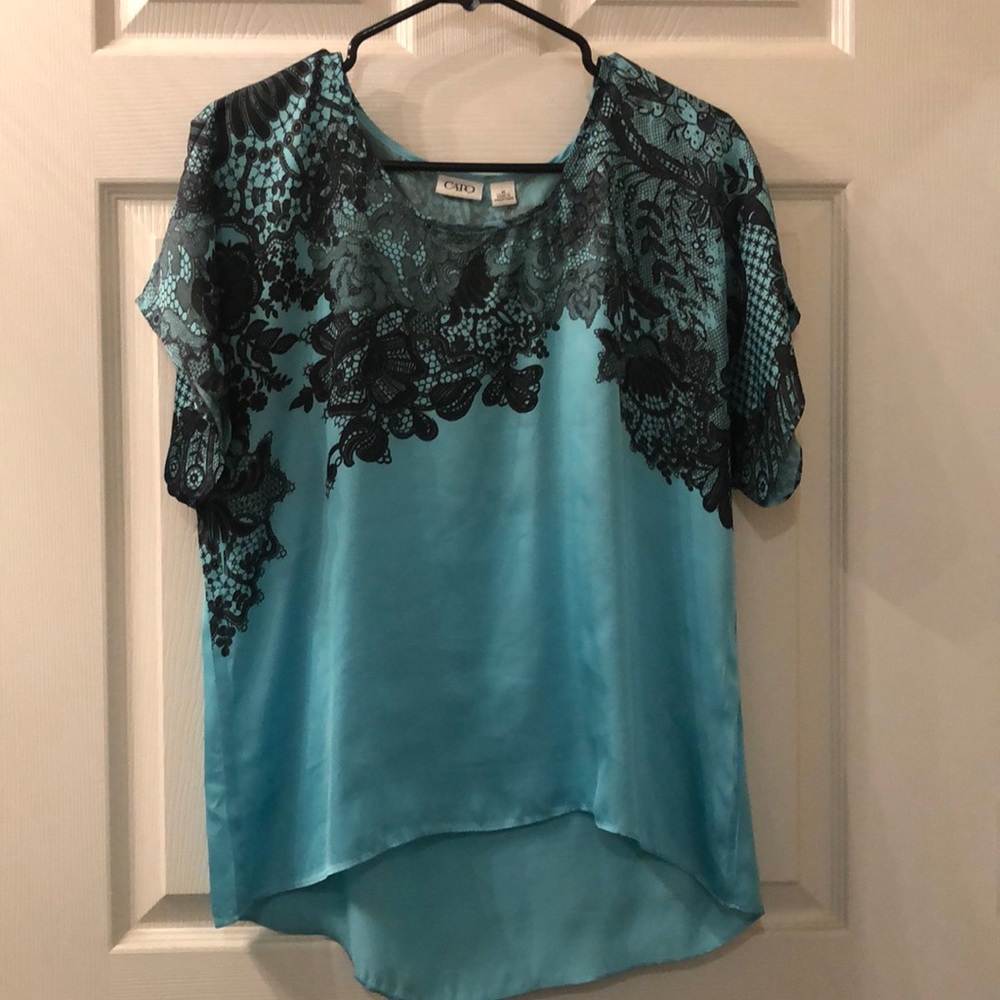 Cato turquoise with lace print top
